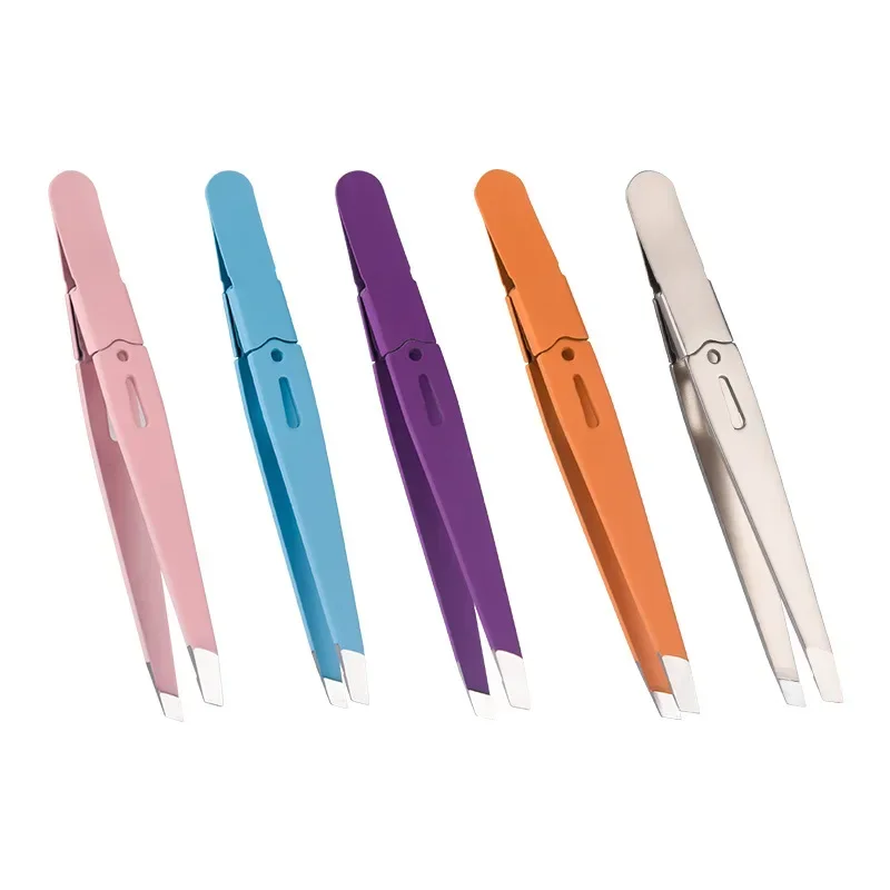 Eyebrow Tweezer Colorful Hair Beauty Fine Hairs Puller Stainless Steel Slanted Eye Brow Clips Removal Makeup Tools