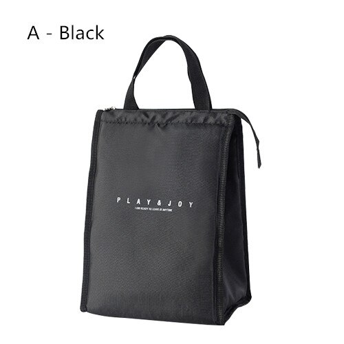 Black Thermal Lunch Bag Portable Cooler Insulated Picnic Bento Tote Travel Fruit Drink Food Fresh Organizer Accessories Supplies: A Black Lunch Bag