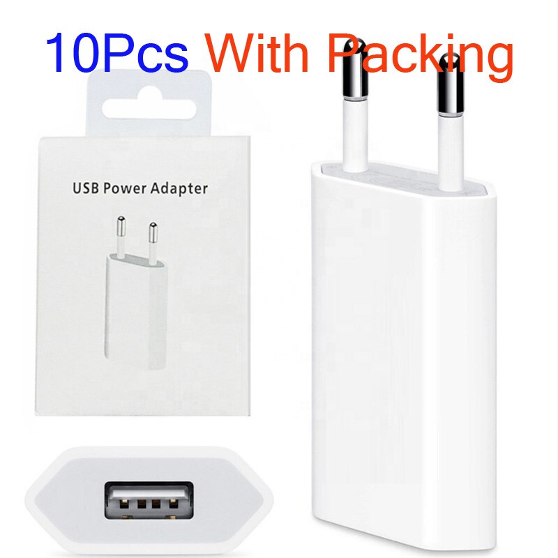 10Pcs Verpakking Originele 5V 1A Wall Charger Usb Charger Voor Iphone 4 5S Xs Xr 8 7 6S Plus 11 12 Snelle Lading Reizen Power Adapter: 10Pcs With Packing