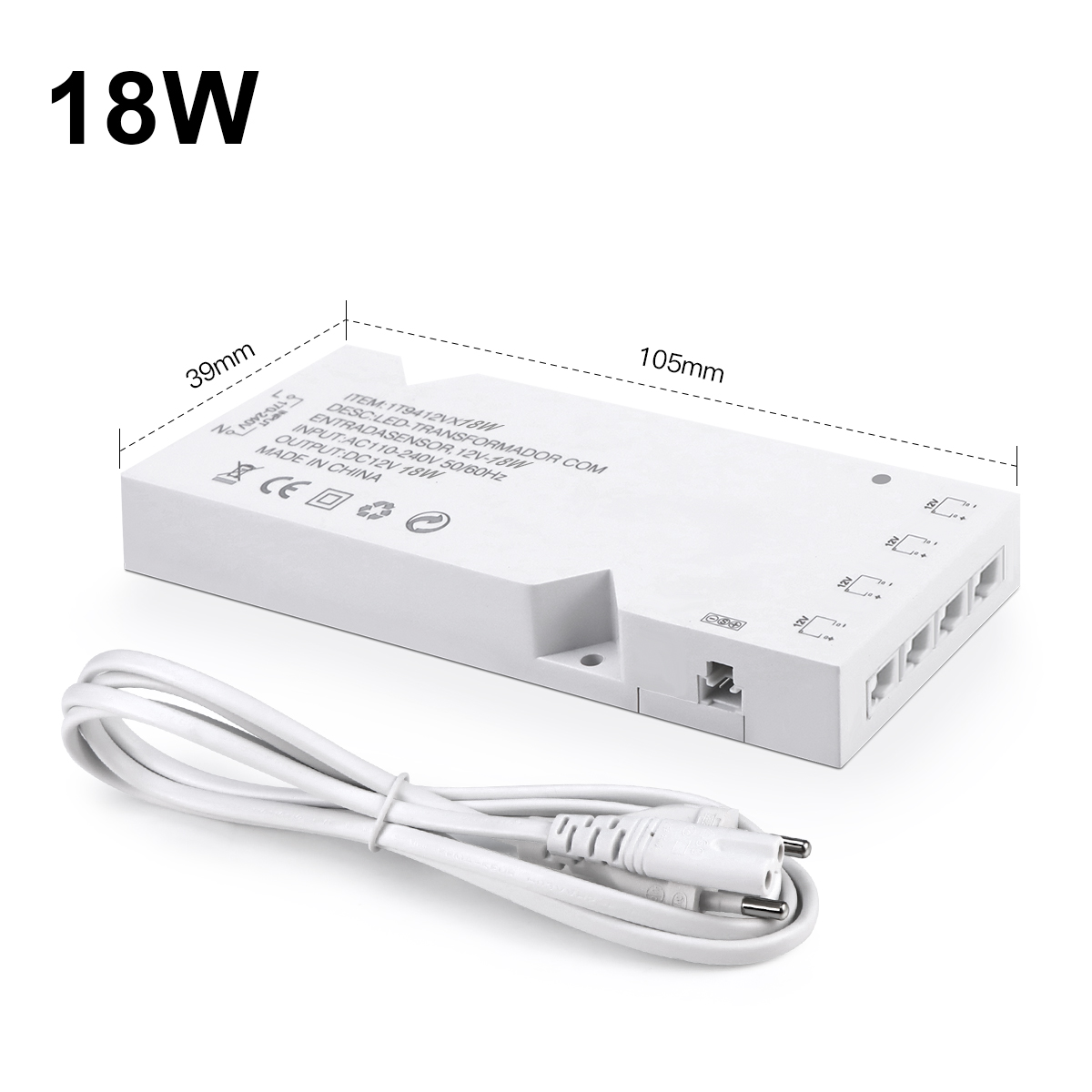 Transformador de iluminación LED DC12V 2A 3A 5A 8A, adaptador de fuente de alimentación, puerto Dupont, controlador de tira LED, bricolaje, armario para el hogar, estante de luz: Beige / 5 W