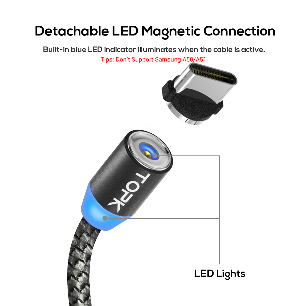 Topk Magnetische Kabel 1M Usb Type C Magneet Charger Micro Usb Kabel Voor Samsung Xiaomi Mobiele Telefoon Kabel Usb C