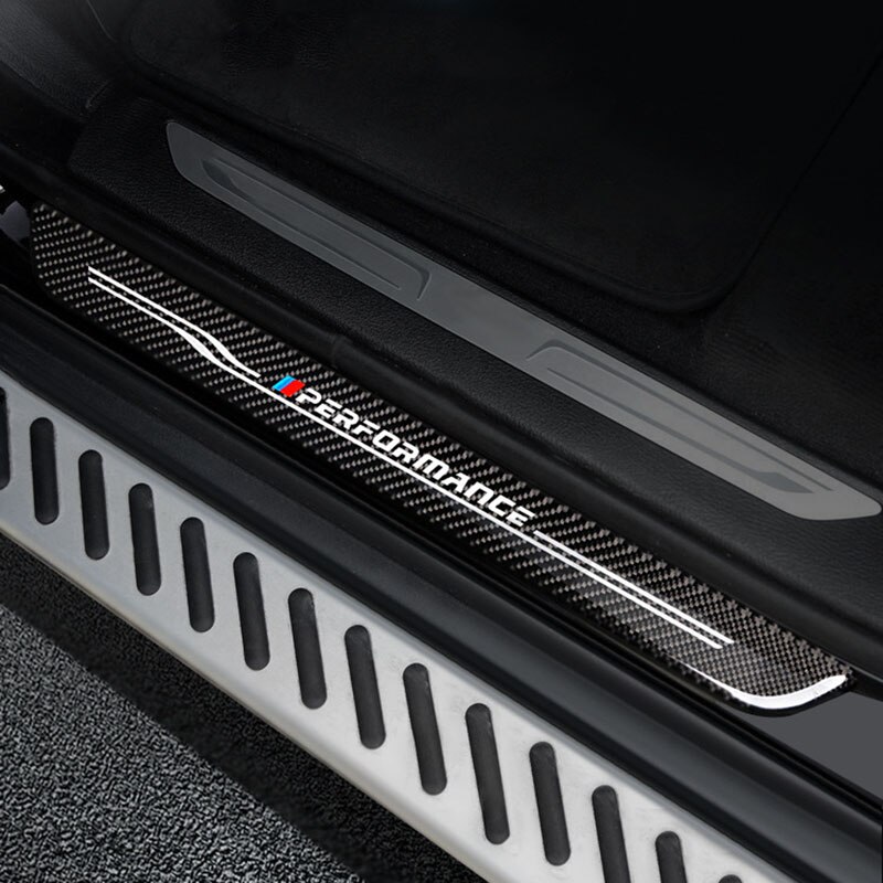Umbral de puerta protectores de placa de desgaste de fibra de carbono de umbral de puerta s pegatinas para BMW F10 F30 F34 E70 X1 X5 X6 E90 E70 E71 Accesorios