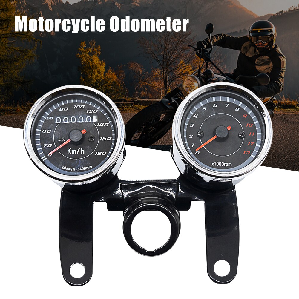 2 In 1 With Bracket Portable ABS Motorcycle Odometer Replacement Parts Accurate Black LED Backlight Gauge Speedometer Tachometer