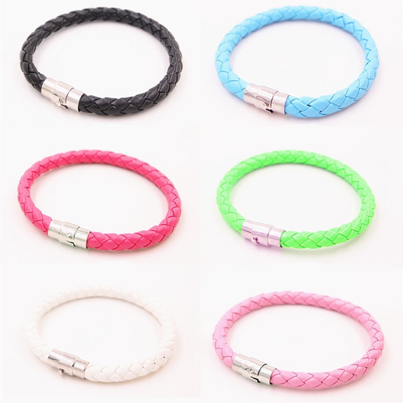 6MM PU Leather Braided Bracelet Magnetic Buckle Women Men Bracelet LXH