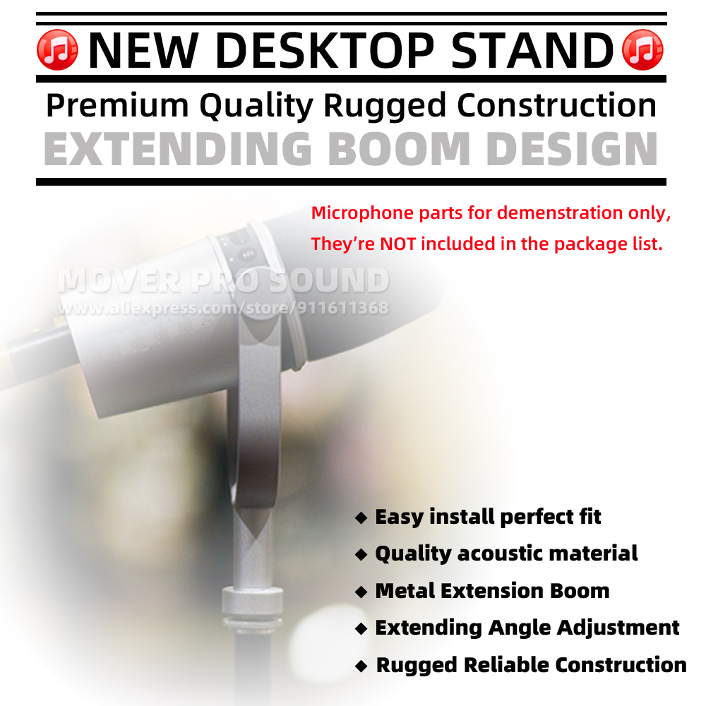Adjustable Height Table Desk Style Microphone Stand For SHURE MV7 MV 7 Mic Tabletop Extending Desktop Holder Boom Mount Bracket