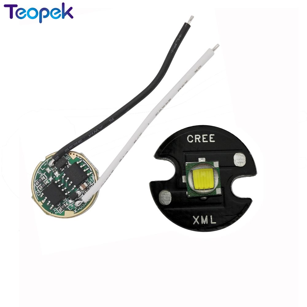 Cree XM-L XML T6 10W White LED Emitter Bead Light 16mm Base + DC 3.7V 2.5A T5 T6 LED Dimmer Driver For DIY Torch Flashlight