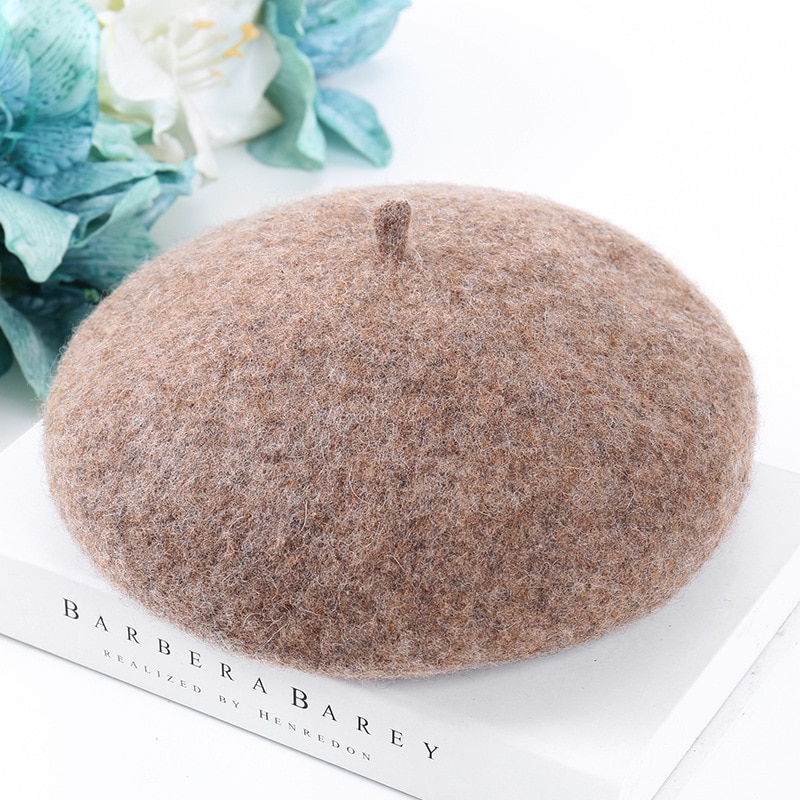Women Wool Solid Color Beret Female Bonnet Caps Winter All Matched Warm Walking Hat Cap
