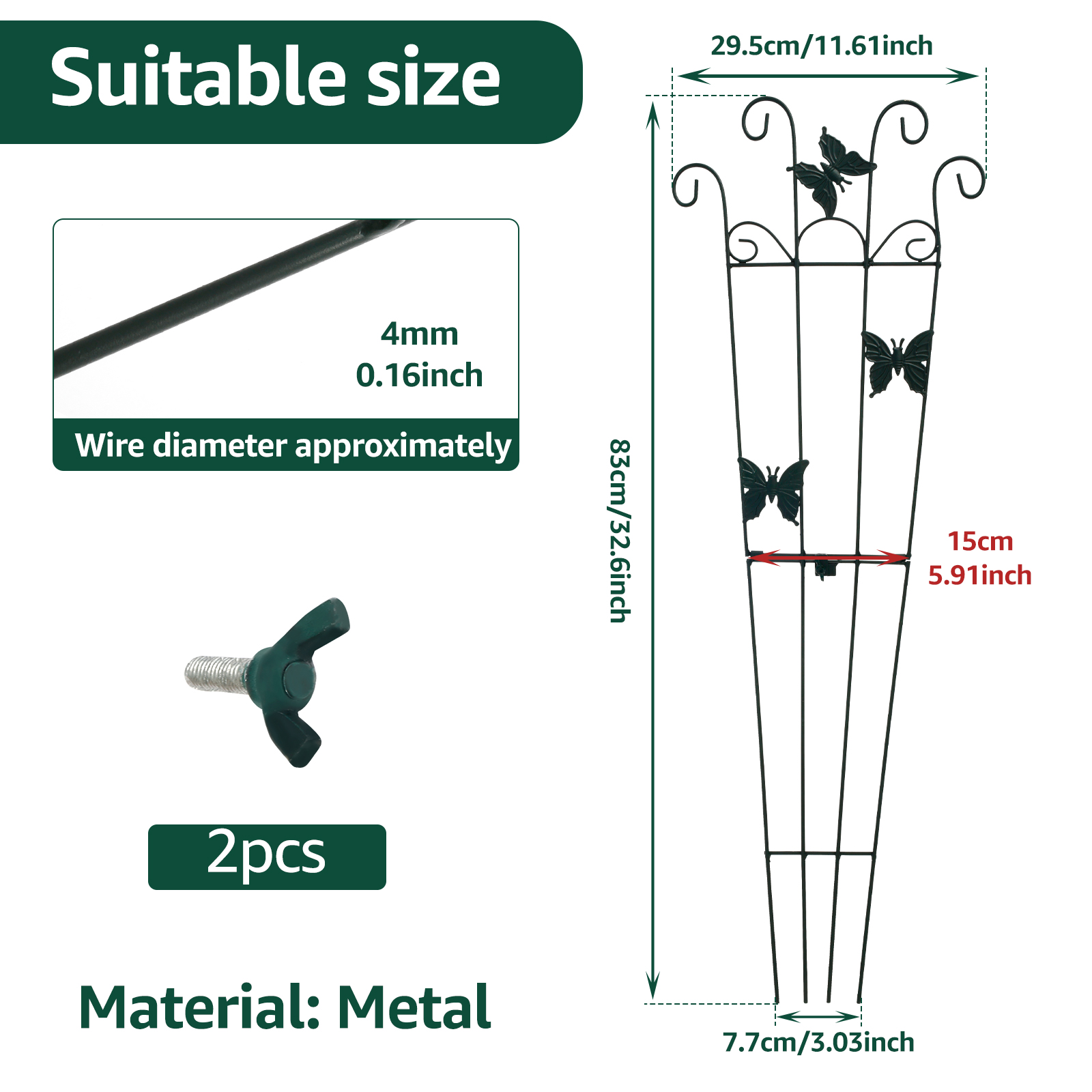 Metalen Tuin Trellis Opvouwbare Plant Ondersteuning Staak Stand Roestbestendig Ijzerdraad Scherm Plant Klimmen Trellis voor Groenten: Bruin