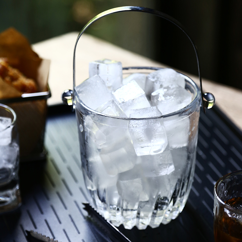 Glass ice bucket home restaurant small European cold drink wine champagne ice bucket with a ice clip as