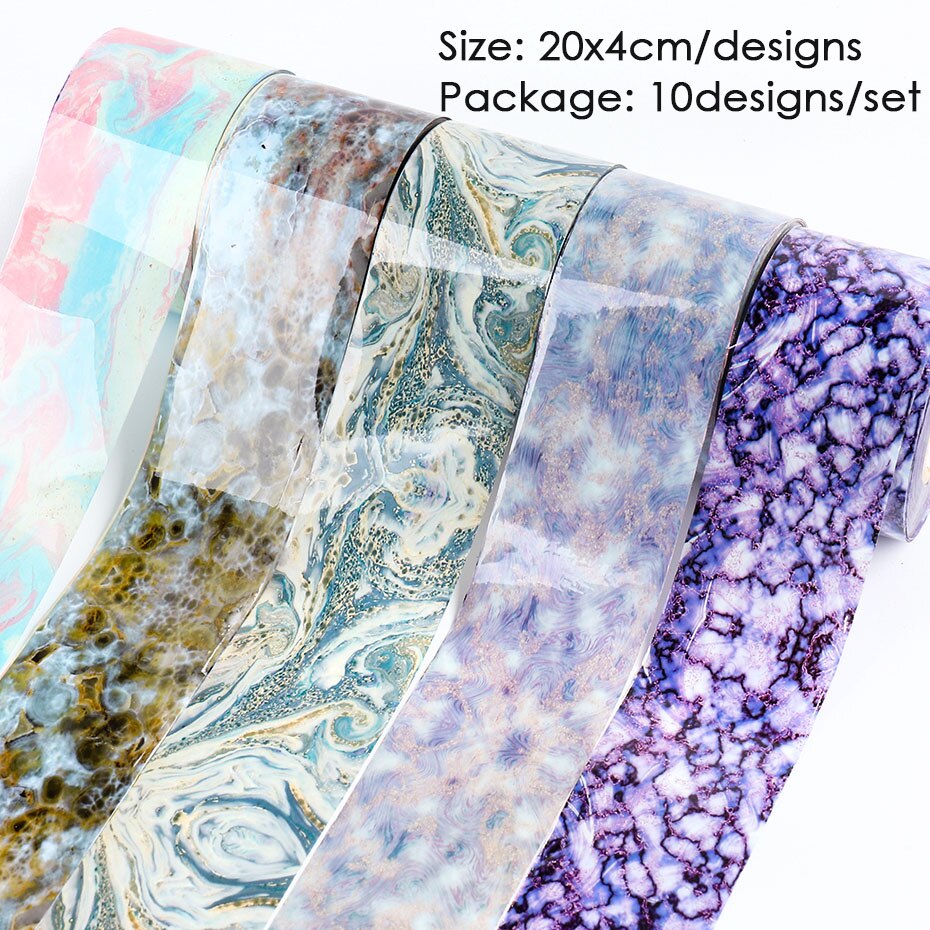 Marmor serie folier negle sæt gradient designs transfer negle klistermærker decals pink turkis mønster polish manicure indretning  be1802