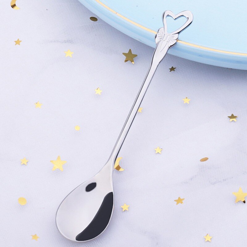 Long Handle Tea Coffee Mixing Spoon Dessert Vintage Teaspoons Drink Tableware Unique Shape Stainless Steel Kitchen Tools: C