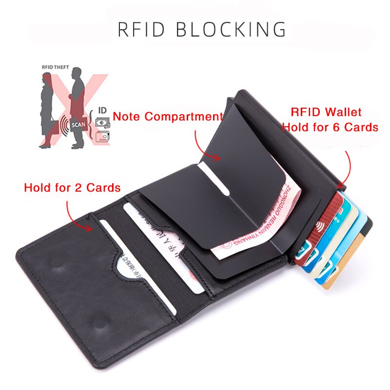 Zovyvol Carbon Fiber Magnetic Closing RFID Anti-Theft Credit Card Holder Men And Women Aluminum Box Smart Wallet