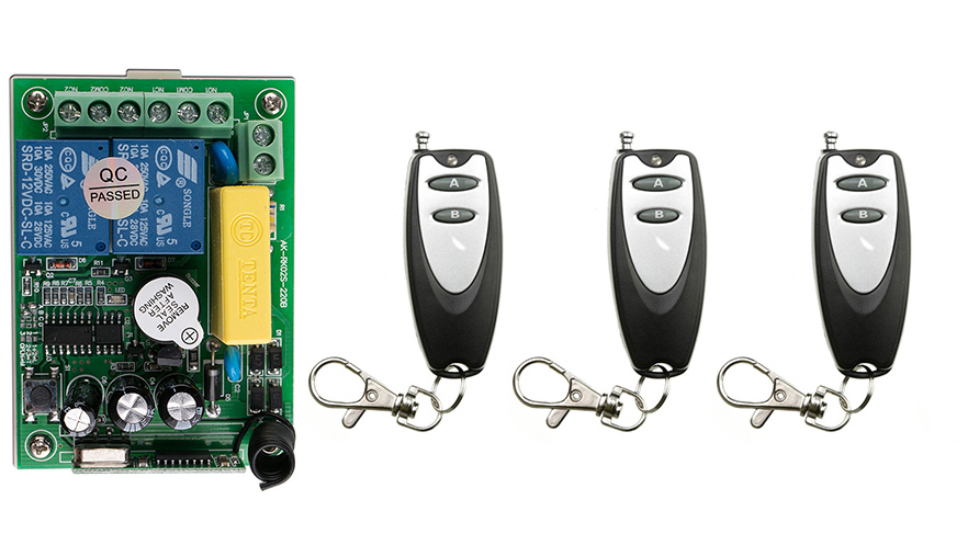 AC 220 V 2CH 2CH Radio Controller RF Wireless Relay Remote Control Switch 315 MHZ 433 MHZ Transmitter+ Receiver: Gold / 433MHZ