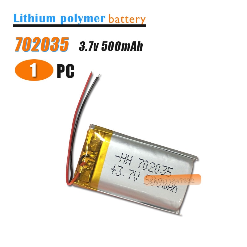 Polymer batterij 500 mah 3.7 V 702035 smart home MP3 luidsprekers Li-Ion batterij voor dvr, GPS, mp3, mp4, mobiele telefoon, luidspreker