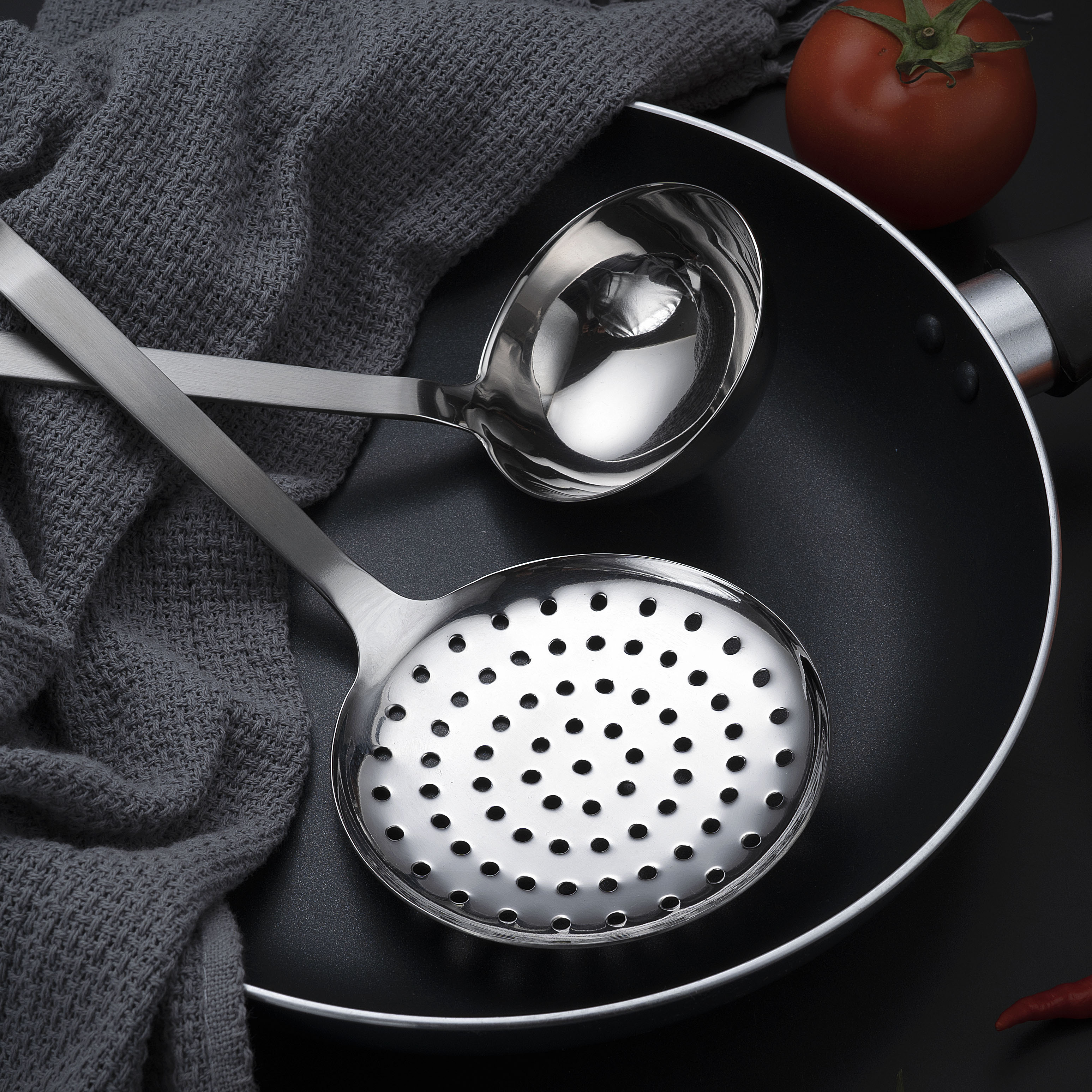 Slotted Turner Cookware High Grade #430 Stainless Steel Skimmer Slotted Spoon Soup Ladle Fork Kitchen Accessories Cooking Tool