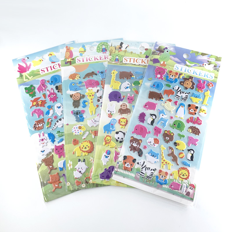 4 vellen/set stickers met zeedieren, cartoonvissen, schattige stickers met 3d bubbels, plakboek voor jongens- en meisjeskamerdecoratie: Ivoor