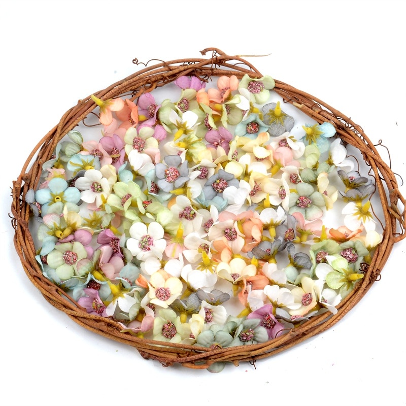 200PCS Mini 2cm Multicolor Daisy Flower Heads Mini Silk Cheap Artificial Flowers for Wreath Scrapbooking Home Wedding Decoration