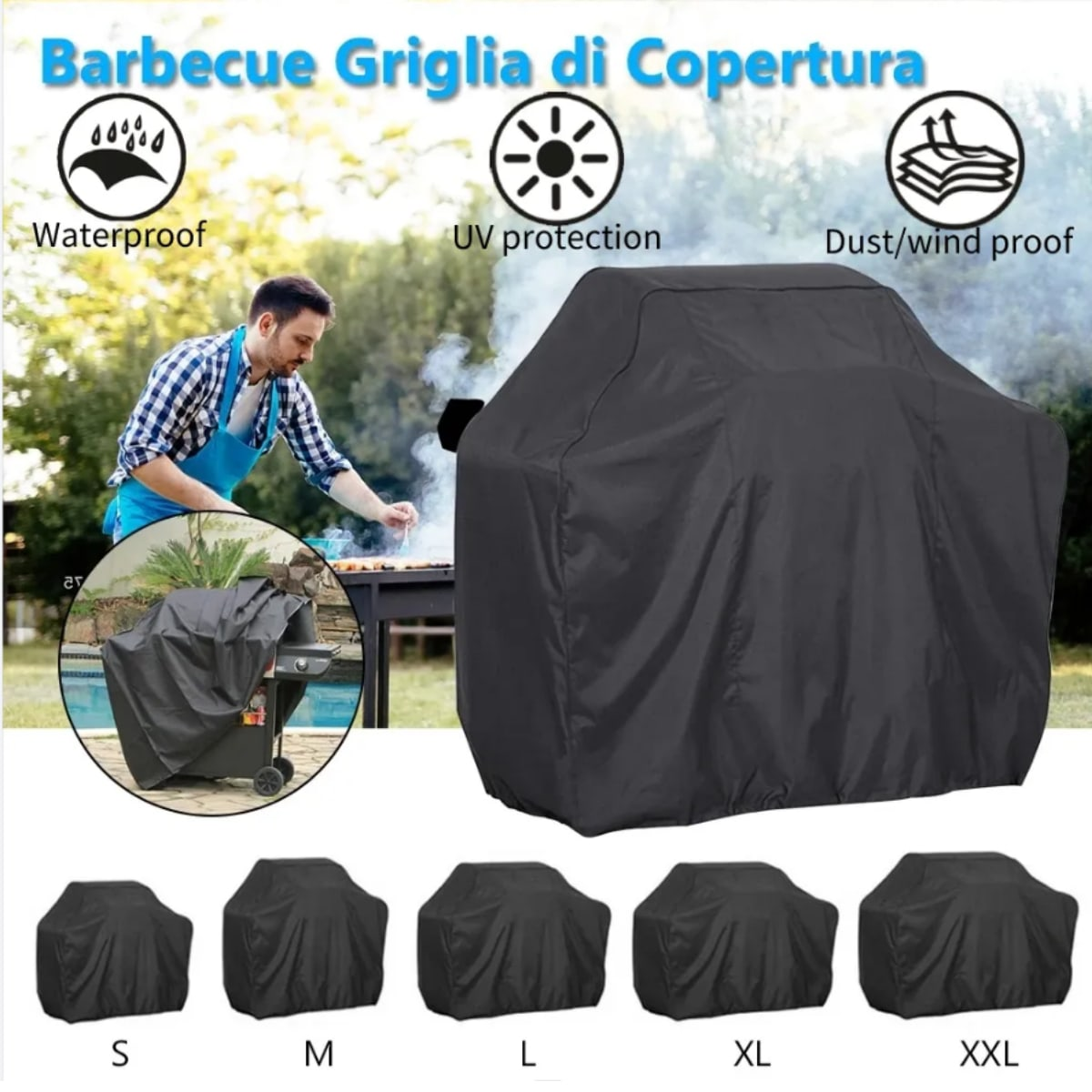 Grillabdeckung für den Außenbereich, robuste Grillabdeckung, staub- und wasserabweisend