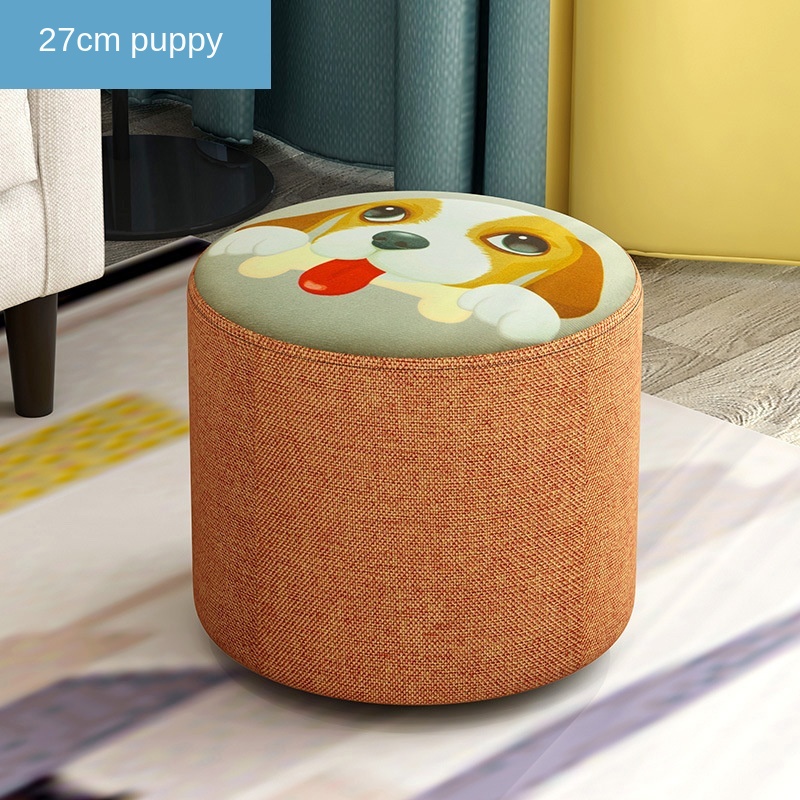 Nordic Household Small Stool Bench Low Sofa Stool Fabric Round Small Chair Shoe Changing Small Wooden Stool: 27X28CM-H
