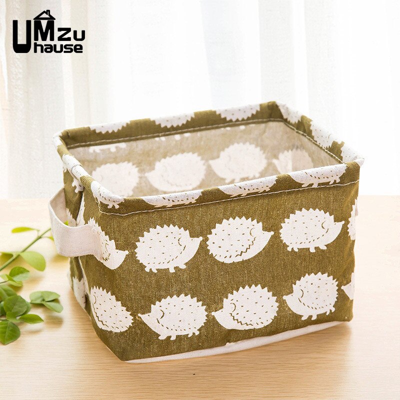Katoen Linnen Dozen Cosmetische Make Organisatoren Flamingo Eenvoudige Magazijnbakken Home Office Organisatie Meisjes Bureau Tafel Fold Case: Hedgehog