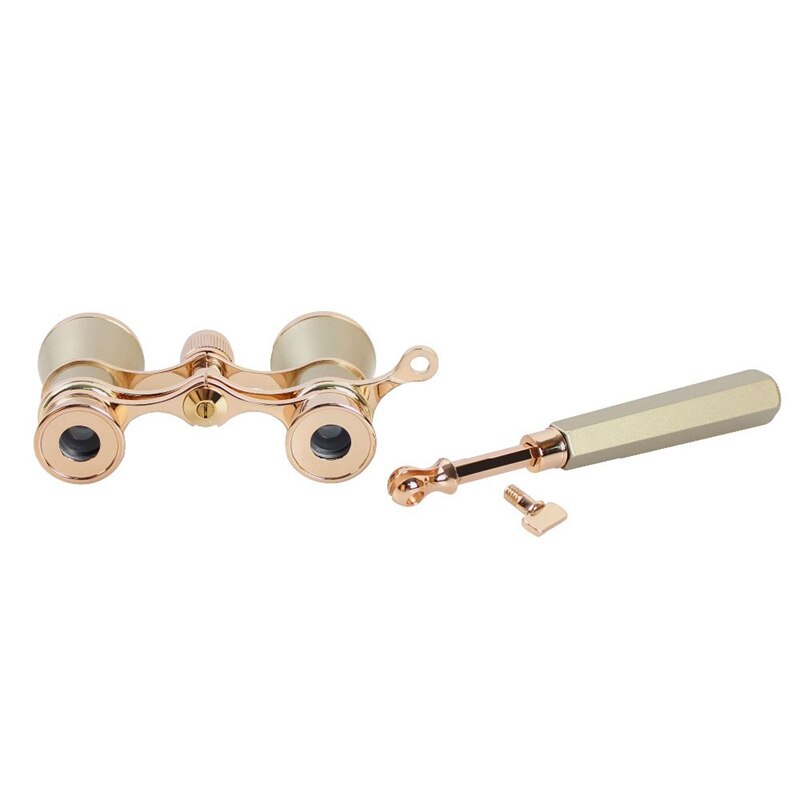 Gold 3X25 Opera Binocular Coated Lens Telescope Opera Glasses Coated Theater Glass Lady Glass Handle Women Girls