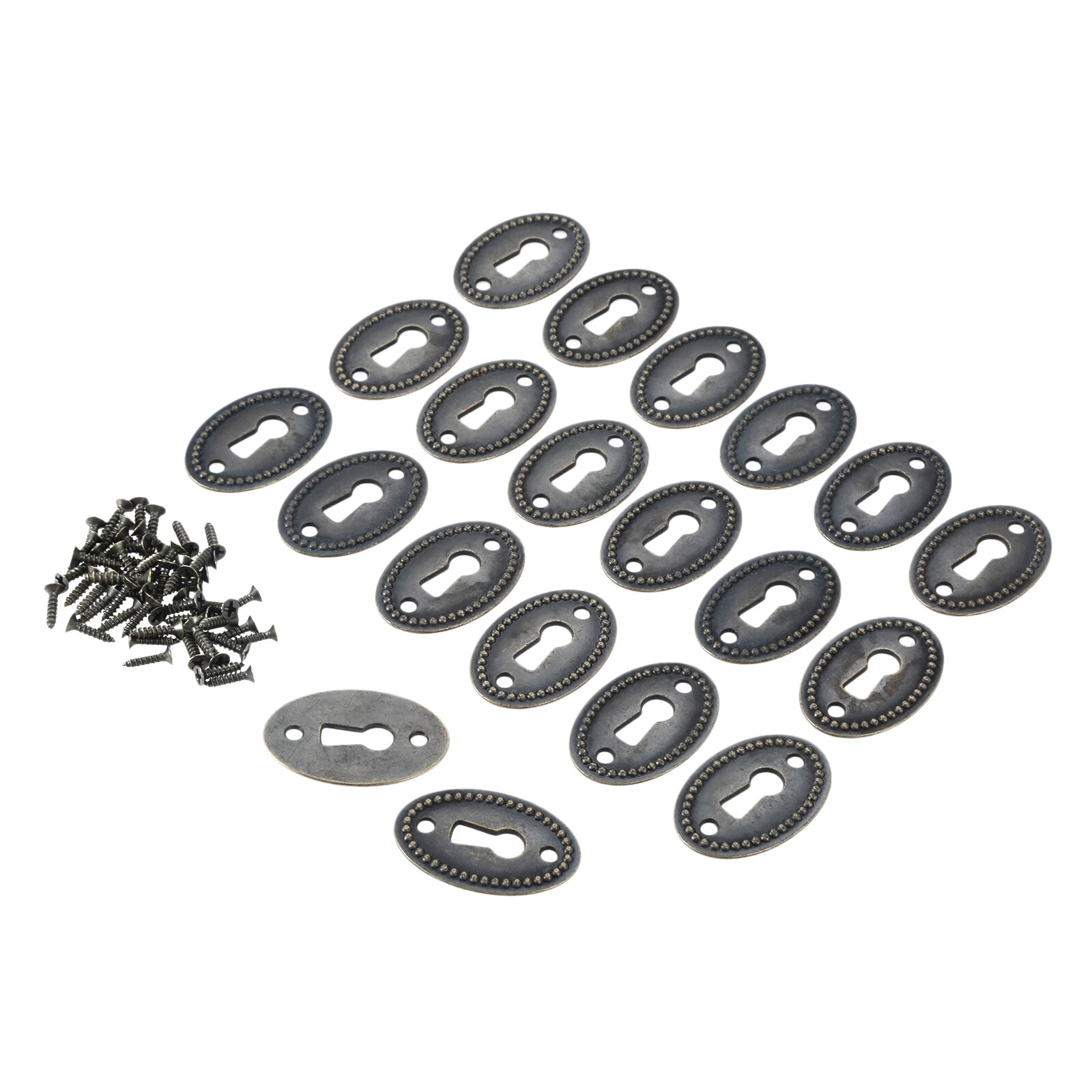 20/10/2 pcs Antique Bronze Color Oval Shape Keyhole Cover Carved Hollow Connectors Jewelry Findings Antique Furniture Hardware