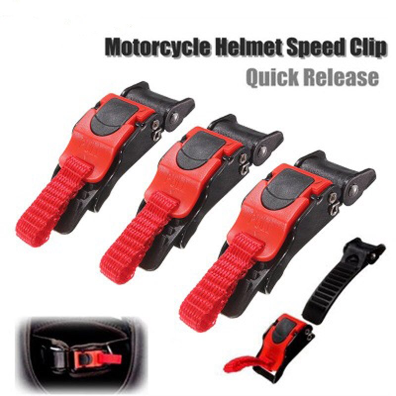 Plastic Motorhelm Snelheid Clip Kinband Quick Release Pull Gesp Zwart + Rood Motorhelm Lock