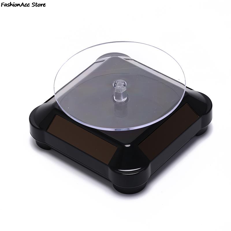 Jewelry Holder Rack Solar Showcase 360 Turntable for Watch Ring Display Rotating Watch Box Stand