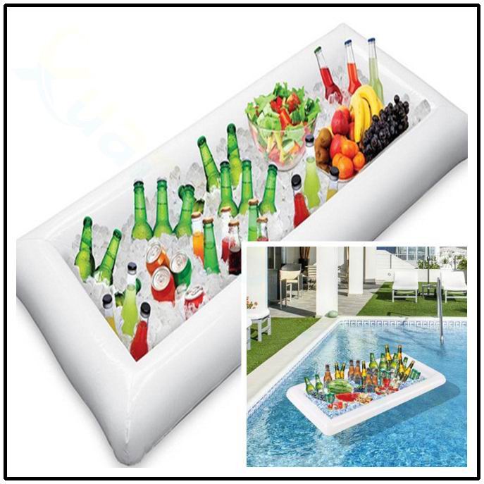 inflatable salad bar buffet ice bucket cup drink holder swimming bathing pool Floating row toy party decoration bar coasters