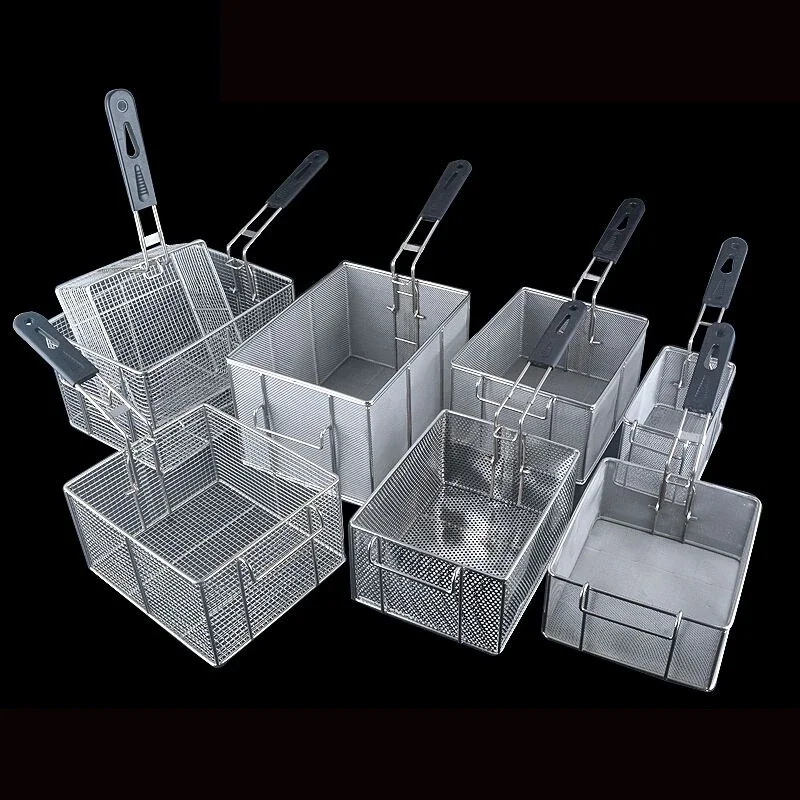 Stainless steel frying basket net French fries basket frame square oil control filter frying basket dense