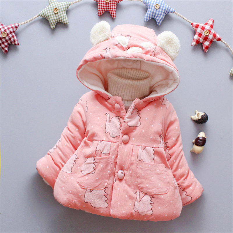 BibiCola baby meisjes warme jas winter pasgeboren baby dikke fluwelen down parka voor bebe meisje baby cartton sneeuw wear peuter jas: pink / 12m