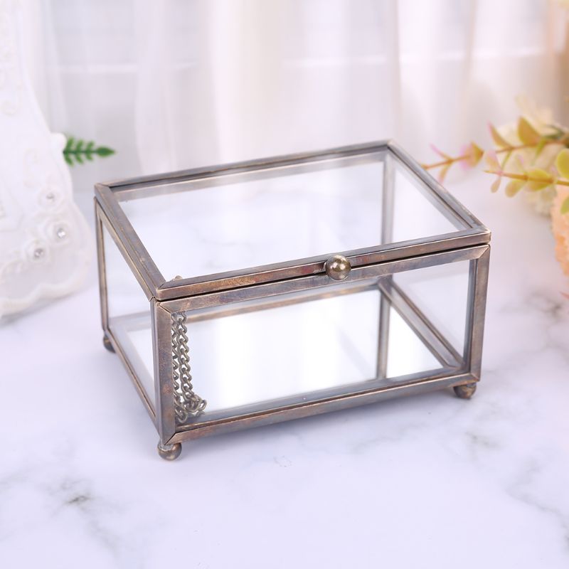 Nordisk transparent glas vielsesring æske evig blomst opbevaringsholder dekoration