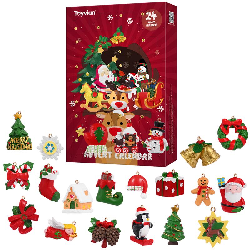 Calendrier de l'avent toyota avec 24 pièces ornements suspendus calendrier de compte à rebours de noël faveurs de fête pour décor de de noël