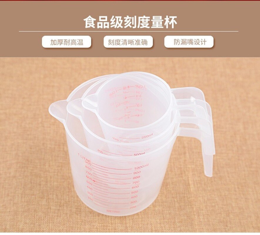 250/500/1000ML Plastic Measuring Cup Jug Pour Spout Surface Kitchen Measure Cup with Graduated for Baking Beaker Liquid Measure