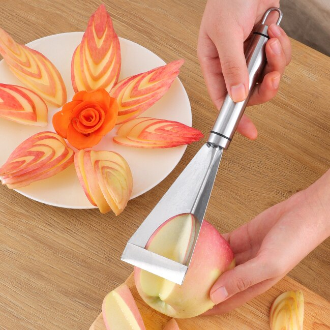 Stainless Steel Fruit Carving Knife Fruit Platter Artifact Triangle Vegetable Salad Cutter Knife Carving Blade Kitchen Accessory: A (silver)