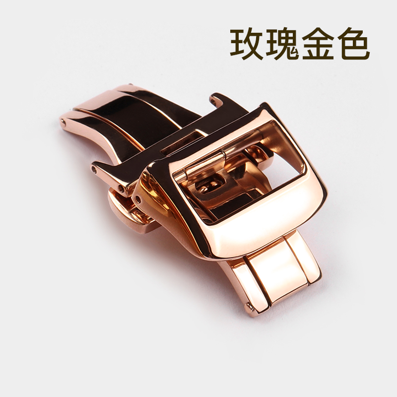 16mm 18mm 20mm Inzet Vlindergesp voor Jaeger LeCoultre Lederen Horlogeband Rubberen Band Zilver Rose goud Vouwsluiting: GREEN BLUE / 18mm