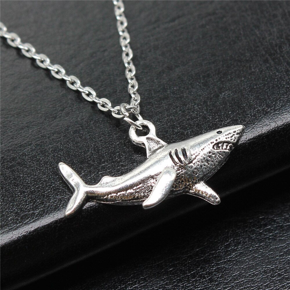 Antiek Zilver Kleur 32X16Mm Shark Hanger Ketting Voor Vrouwen