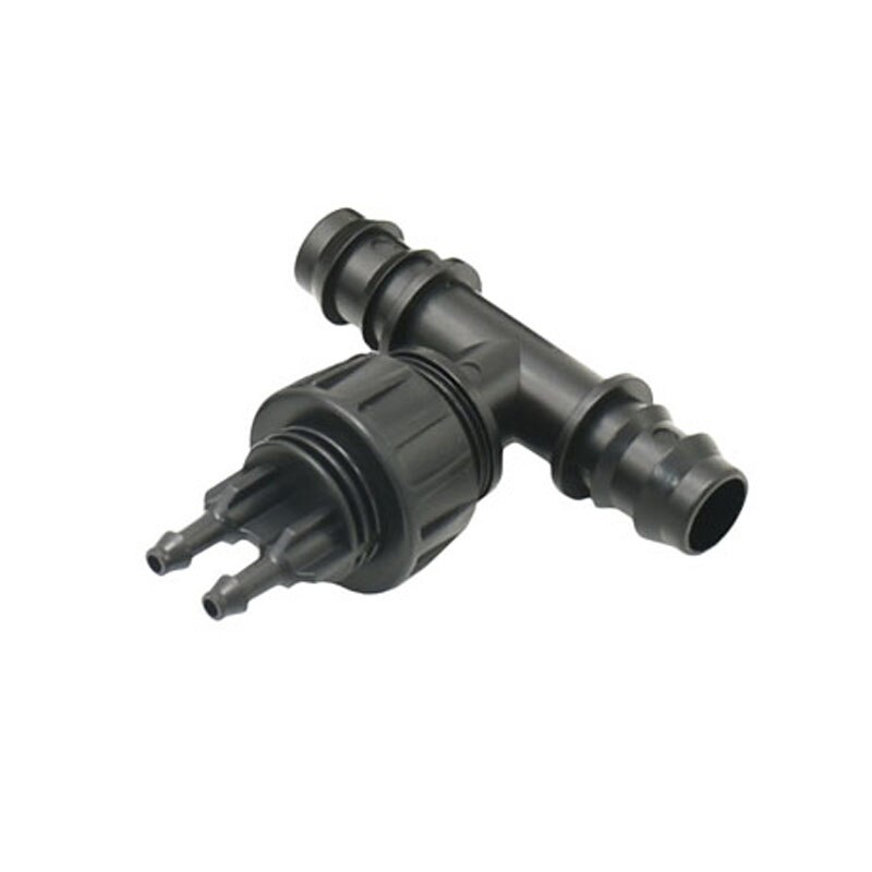 Riego por goteo, reductor de manguera de 16mm, 20mm, 25mm a 1/4, divisor de agua en T 1/2, 3/4, manguera de 1 "a 1/4, 2 vías para conectar goteros, 1 piezas: Plata