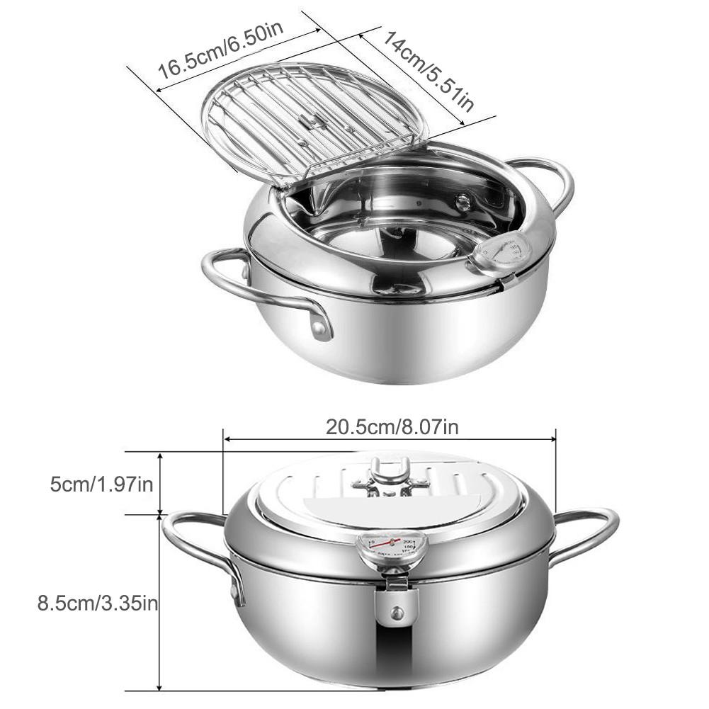 Japanese Style Deep Frying Pot Tempura Fryer Pan Thermometer Tempura Fryer Pot Temperature Control Fried Chicken Cooking Tools