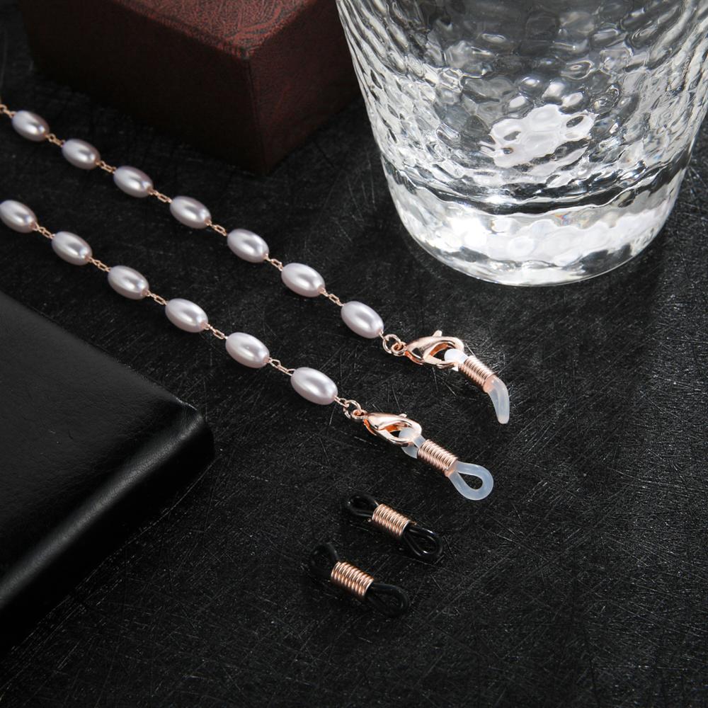 Skyrim Chic Pearl Beaded Glasses Chain for Women Sunglasses Chains Lanyards Neck Strap Rope Reading Eyeglasses Cord Holder: A-Rose Gold
