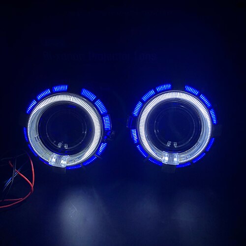 RONAN mini 2,5 doble LED Ojos de Ángel drl bi-xenon proyector 8,1, lente de faro de coche h1 retrofit DIY h4 h7, de coche: White-Blue