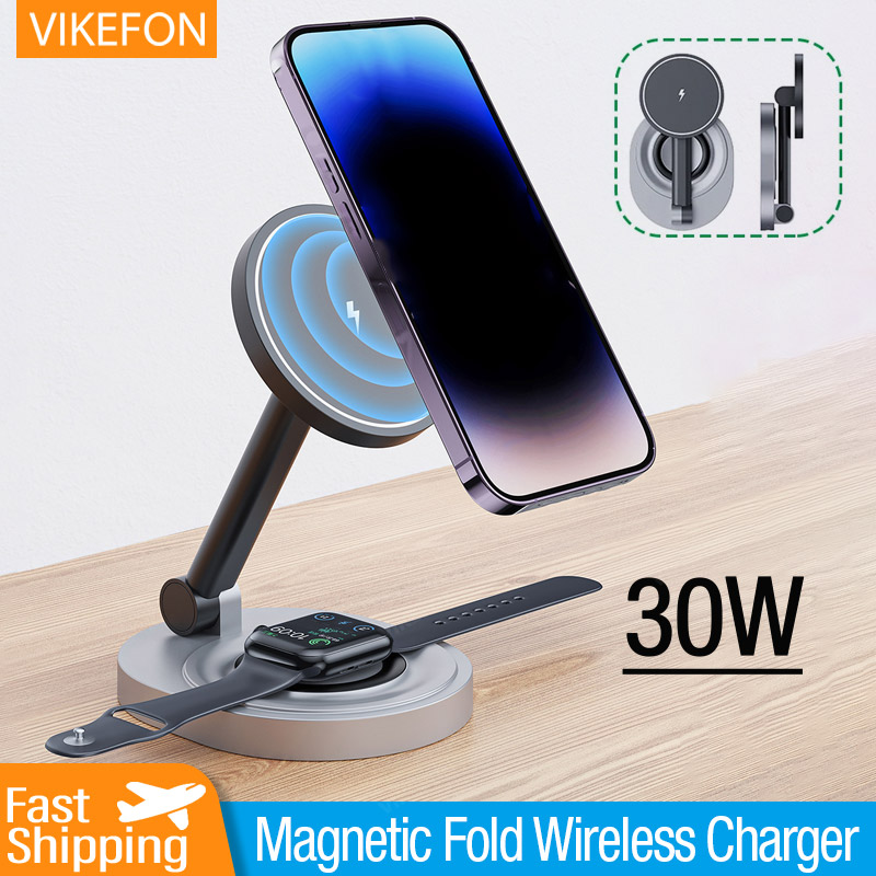 Magnético 2 em 1 carregador sem fio suporte almofada estação de carregamento rápido doca para iphone 15 14 13 12 pro max apple watch 8 7 6 airpods