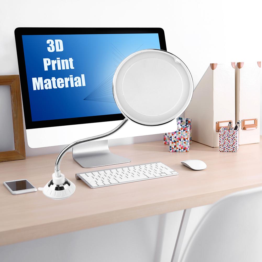 LED Round Rotate Folding Makeup Mirrors Adjustable Desktop Battery Mirror 10X Magnification Magnifying Glass with Natural Light