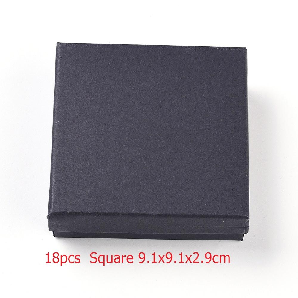 Square/Rectangle Jewelry Organizer Box For Earrings Necklace Bracelet Display Box Holder Packaging Cardboard Boxes Black: 18pcs 9.1x9.1x2.9cm