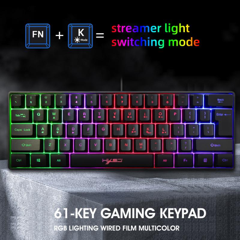 Gaming Keyboard RGB Lighting 61 Key Keyboard Multiple Shortcut Key Combinations For PC Laptop Computer Gamer Accessories