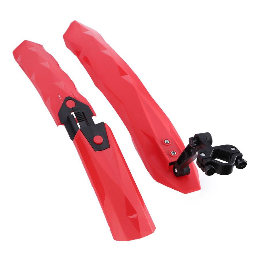Guardabarros duraderos de 4 colores para bicicleta de montaña, guardabarros delantero y trasero con luz trasera LED, guardabarros, piezas para bicicleta: Rojo