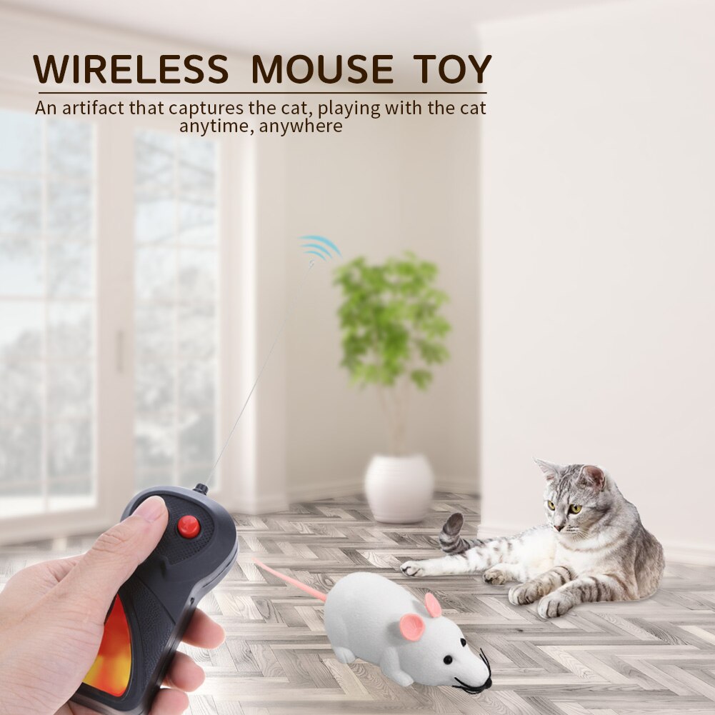 Ratón electrónico a control remoto para gatos y mascotas, juguete interactivo divertido de felpa con control remoto inalámbrico, en 4 colores, para gatitos y Mascotas