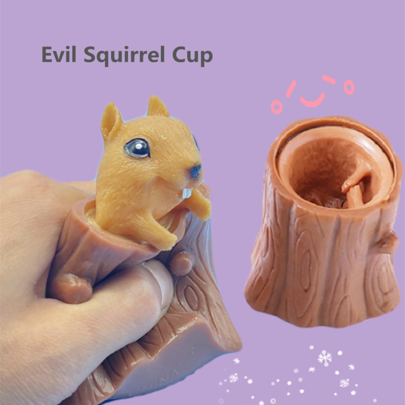 Ebay Evil Eekhoorn Cup Kantoor Decompressie Eekhoorn Stump Decompressie Leuke Huisdier Knijpen Speelgoed