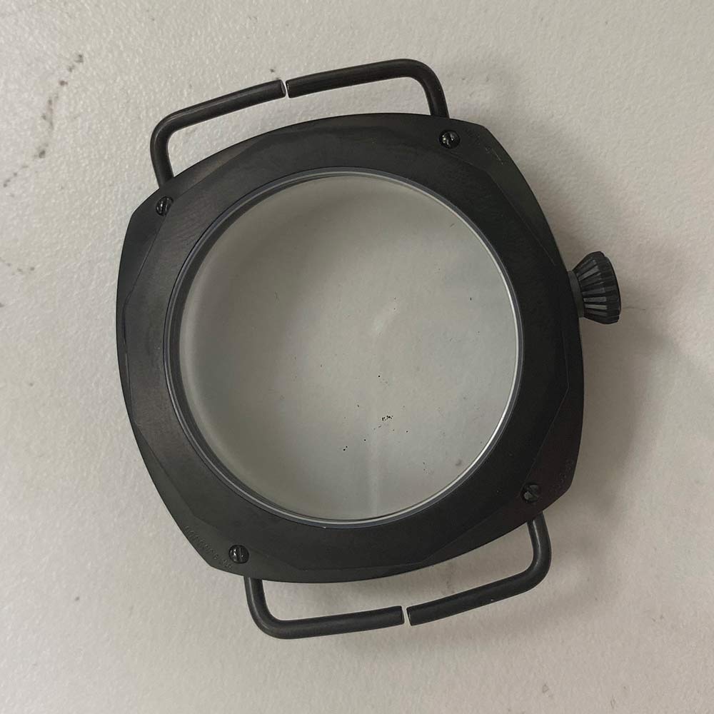 manual watch case 47mm black stainless steel hand winding watch case fit for EAT 6497/6498 movement 005