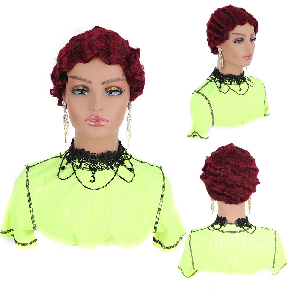 SEEANO – perruque synthétique Afro courte noire 6 pouces pour femmes noires, Blonde rouge violet rose blanc vert, perruque de Cosplay résistante à la chaleur: T4/27/30